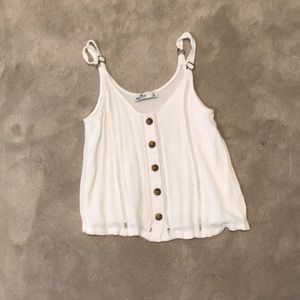 Hollister White Button-Front Tank Top Size S